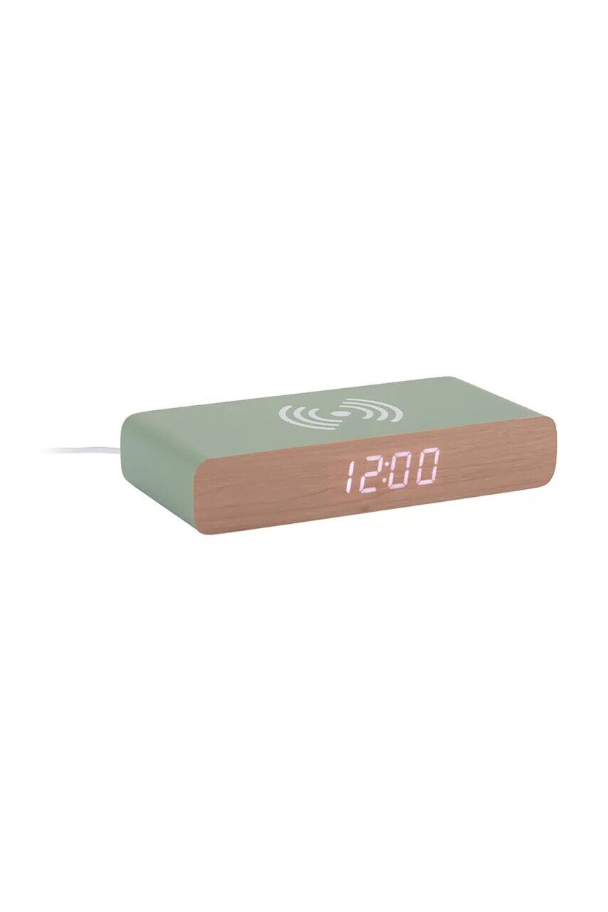 Led budík Karlsson Retro Flat LED 8 cm zelená farba