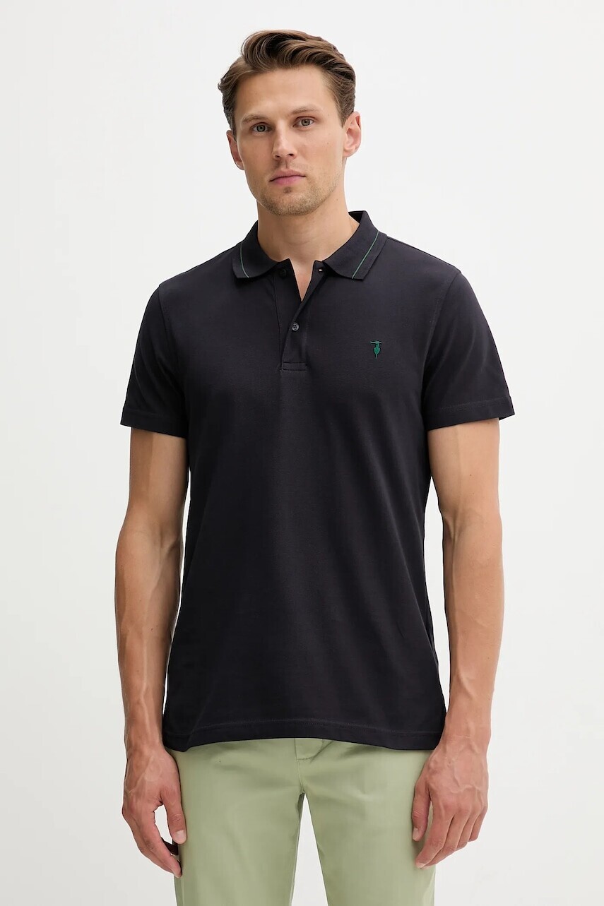 Bavlnené polo tričko Trussardi tmavomodrá farba, jednofarebné, G5018000026N