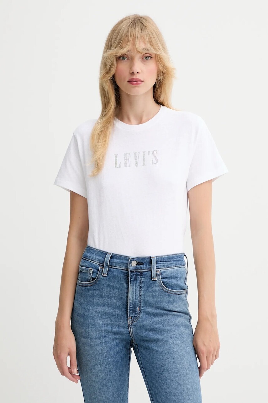 Bavlnené tričko Levi's dámske, biela farba, A2226