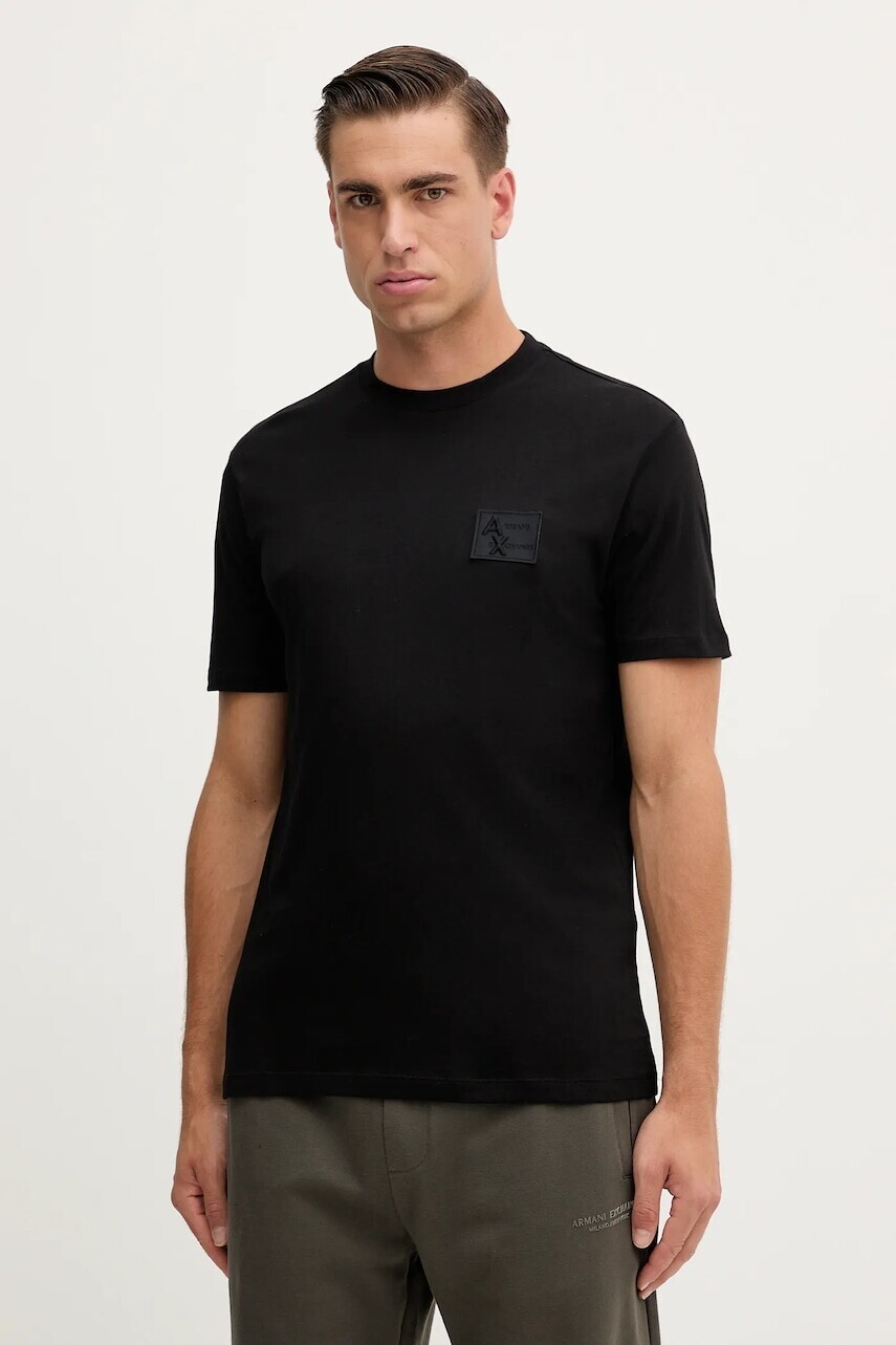 Bavlnené tričko Armani Exchange pánske, čierna farba, jednofarebné, XM001456 AF10358