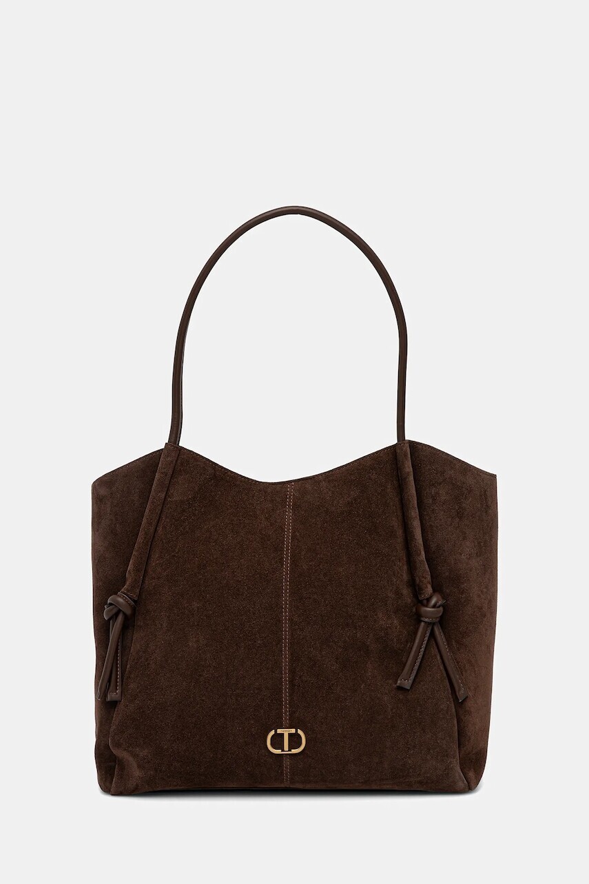 Semišová kabelka Twinset hnedá farba, 252TD8350