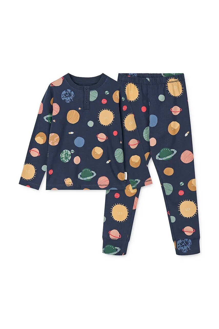 Detské pyžamo Liewood Wilhelm Printed Pyjamas Set tmavomodrá farba, vzorované, LW20361