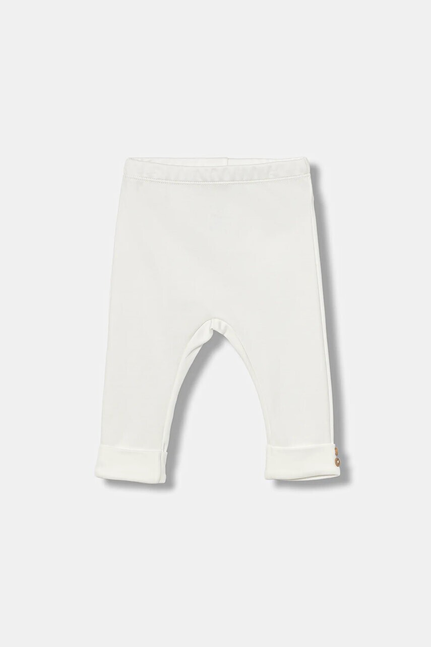Bavlnené legíny pre bábätká United Colors of Benetton biela farba, jednofarebné, 3CDIAF026