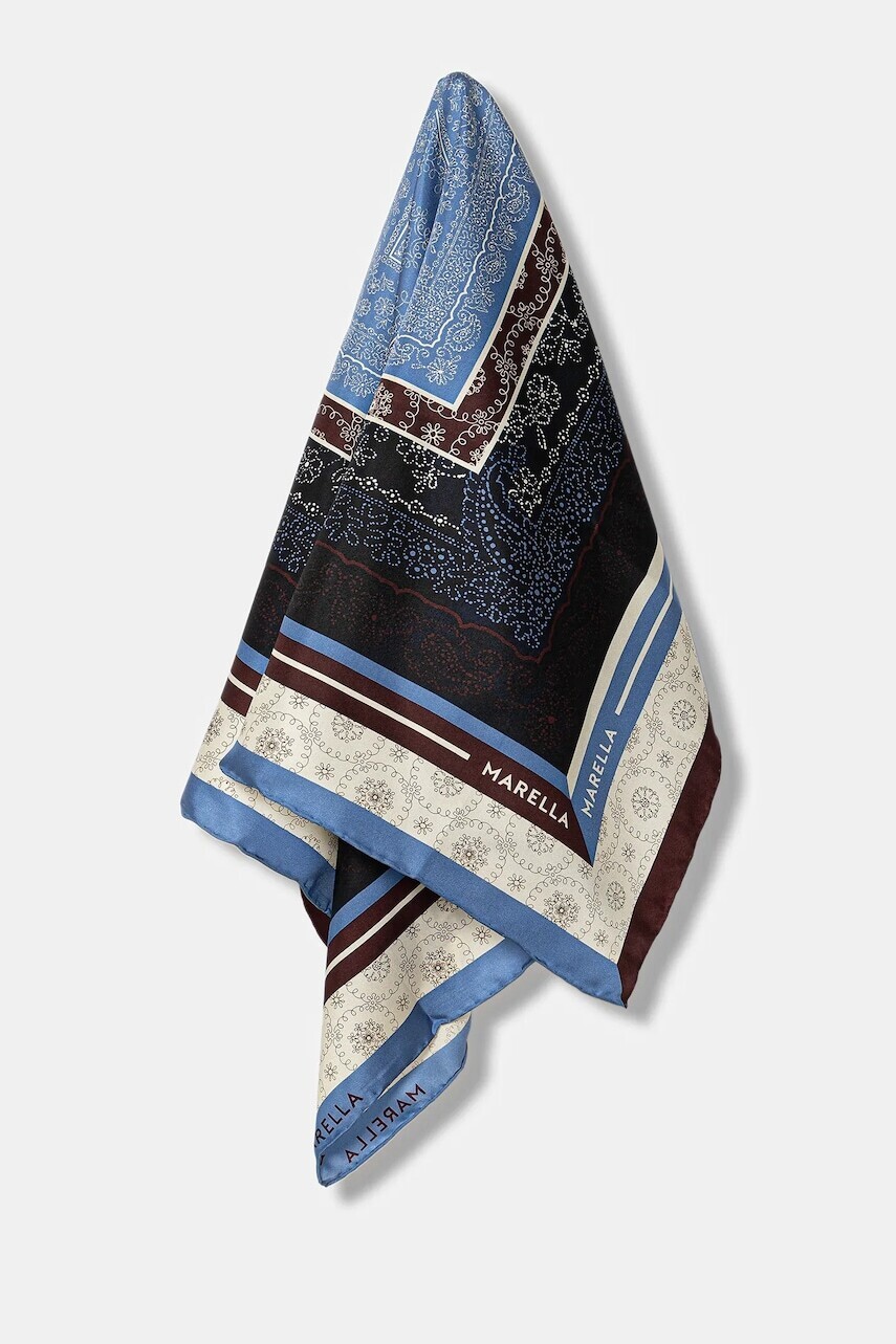 Hodvábna šatka Marella fialová farba, vzorovaná, 2523546126200