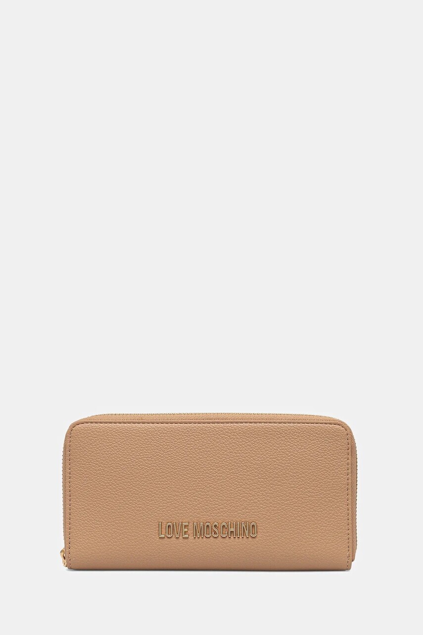 Peňaženka Love Moschino dámska, béžová farba, JC5700PP1NLD0104