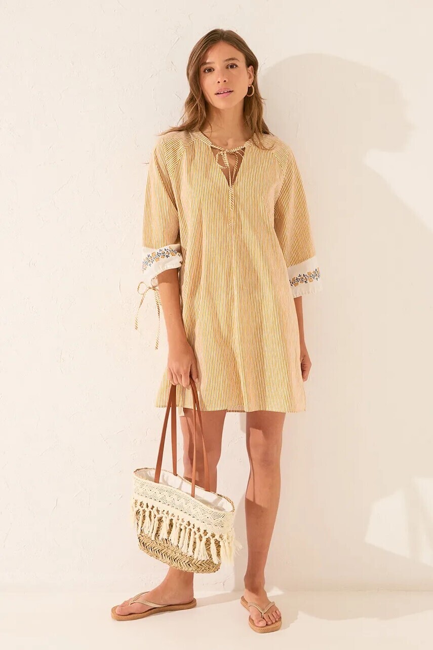 Bavlnené šaty women'secret žltá farba, midi, oversize, 4922732