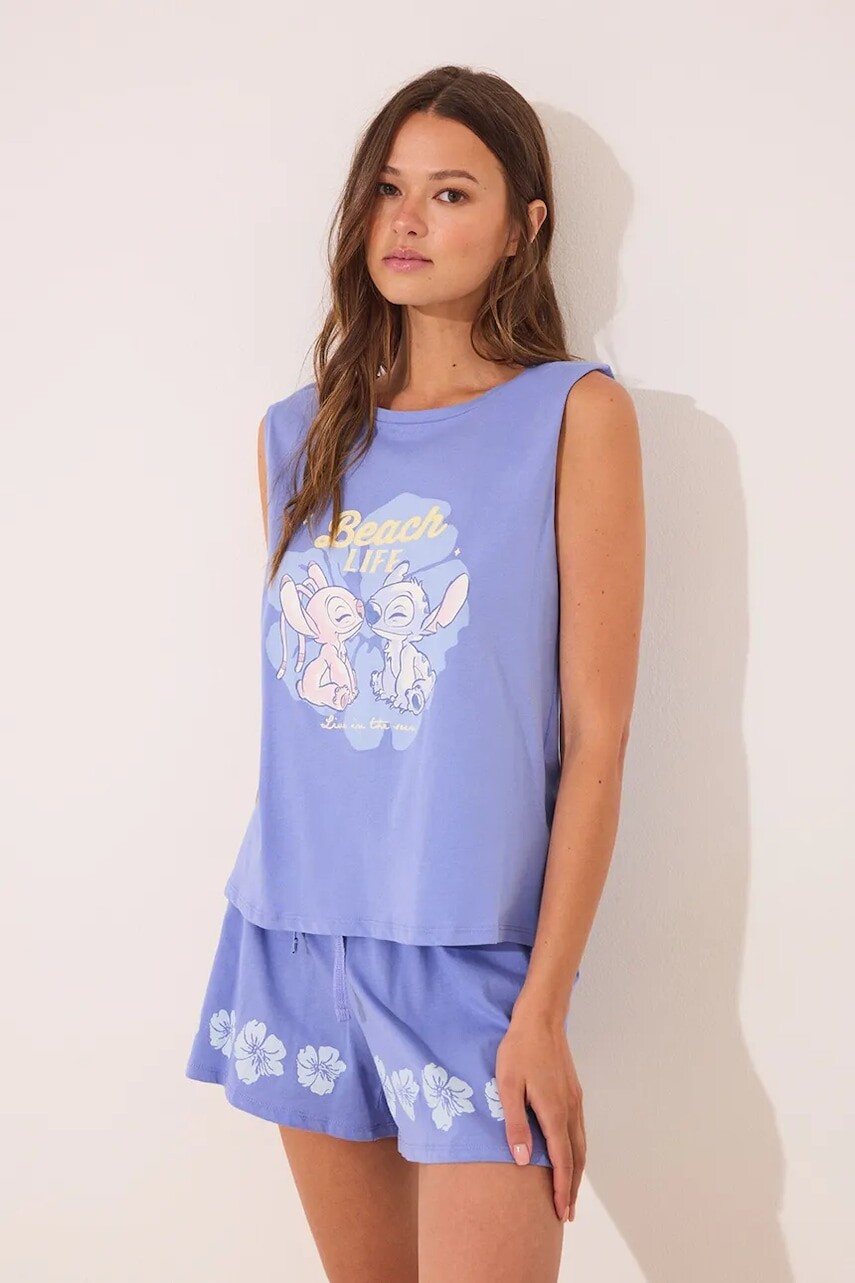Pyžamo women'secret dámske, modrá farba, bavlnené, 3132118