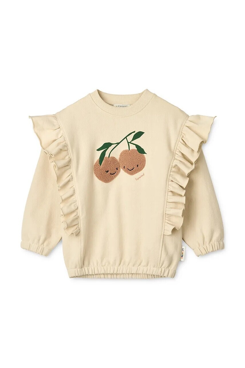 Detská bavlnená mikina Liewood Marcella Placement Sweatshirt béžová farba, s potlačou, LW20081