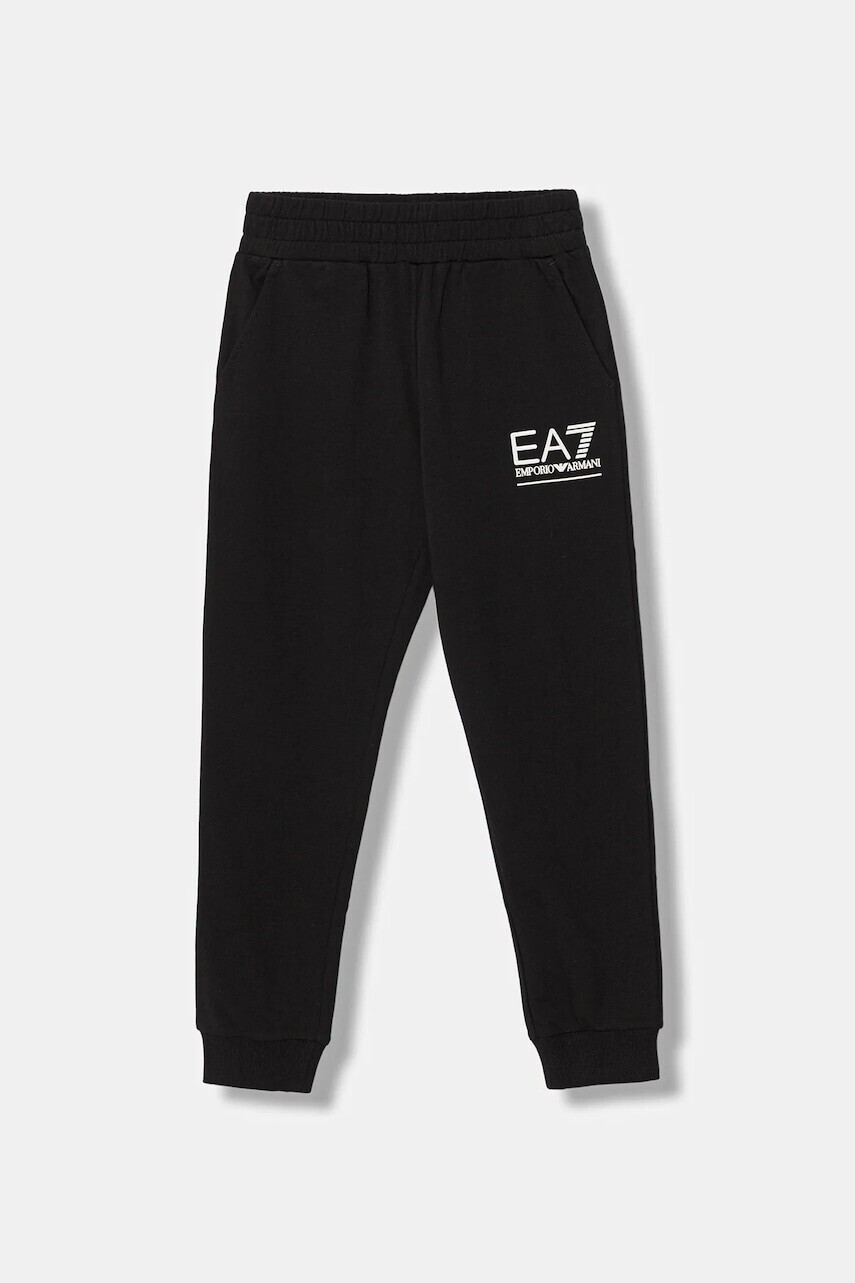 Detské tepláky EA7 Emporio Armani čierna farba, s potlačou, 7G000105 AF13135