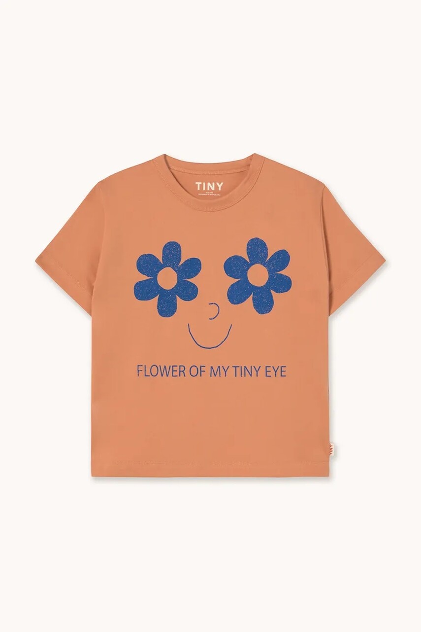 Detské bavlnené tričko Tinycottons FLOWERS EYES GRAPHIC TEE oranžová farba, AW25-315