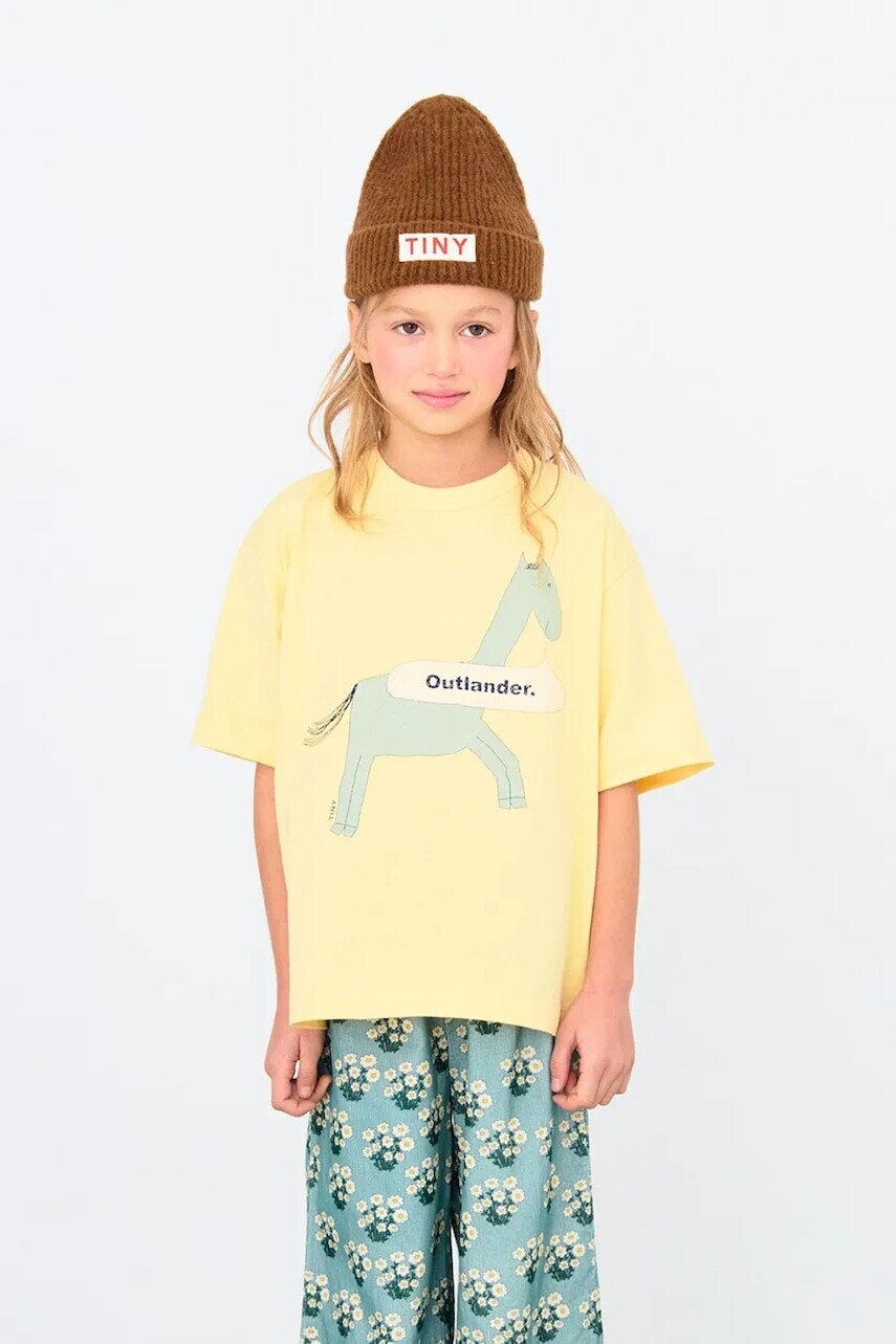 Detské bavlnené tričko Tinycottons HORSE GRAPHIC TEE žltá farba, s potlačou, AW25-313
