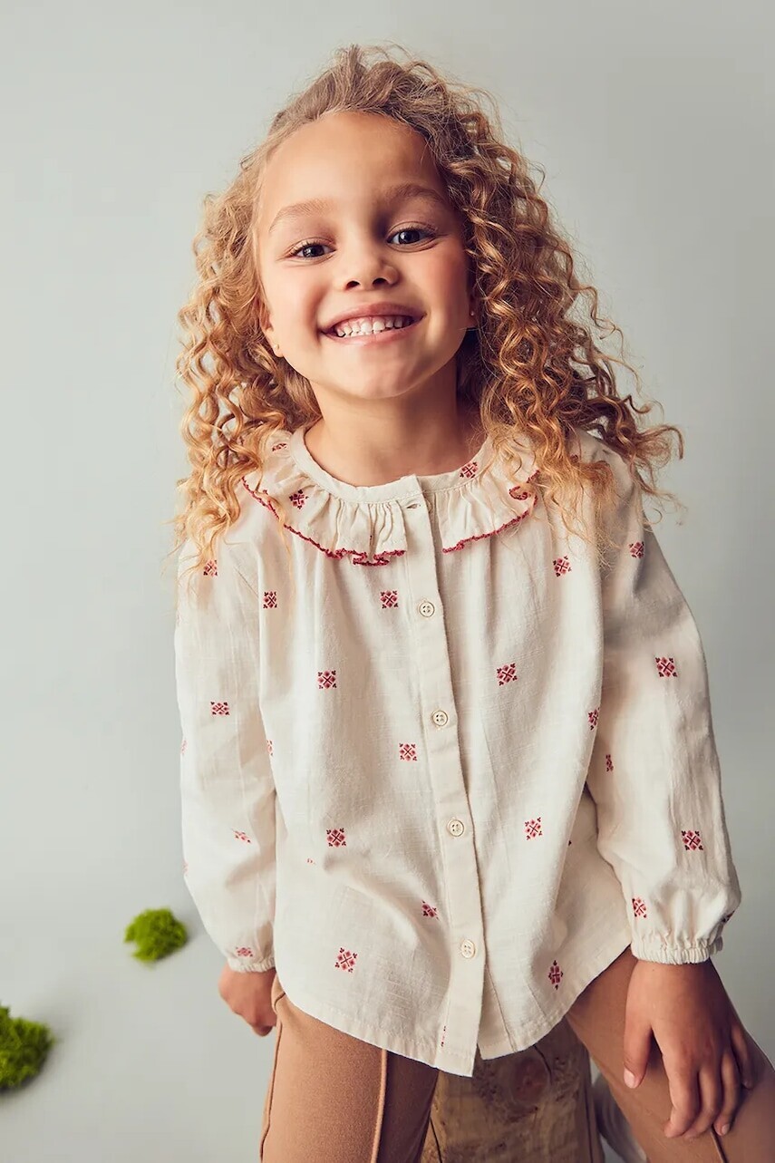 Detská bavlnená blúzka Mayoral béžová farba, vzorovaná, 4132