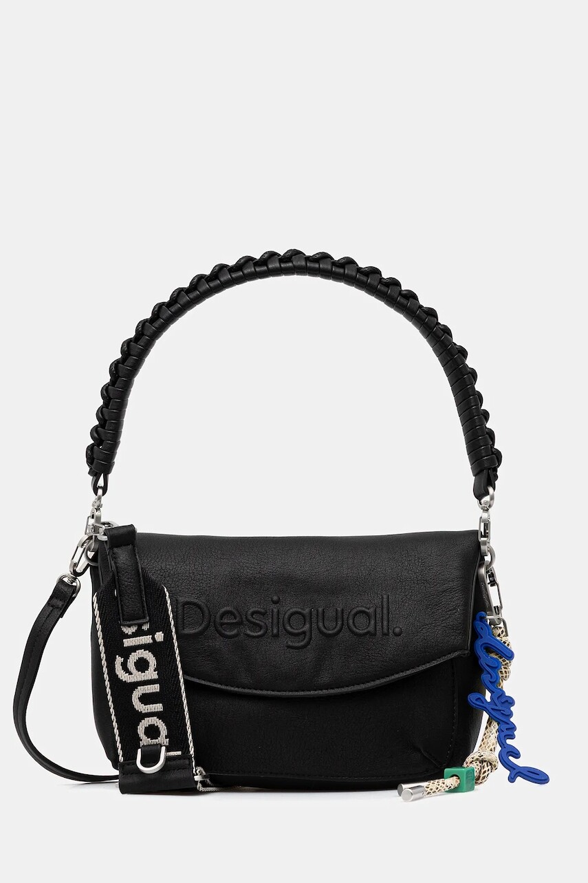 Kabelka Desigual HALF LOGO TROKEL BLA čierna farba, 25WAXPAL