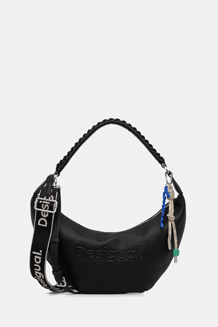 Kabelka Desigual HALF LOGO ZANTE BLACK čierna farba, 25WAXP52