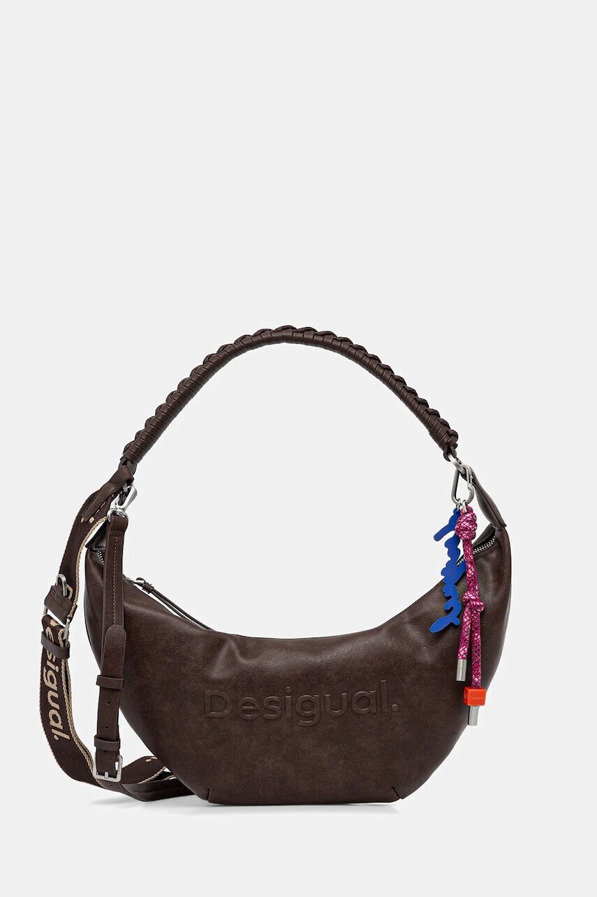 Kabelka Desigual HALF LOGO ZANTE C hnedá farba, 25WAXPAX