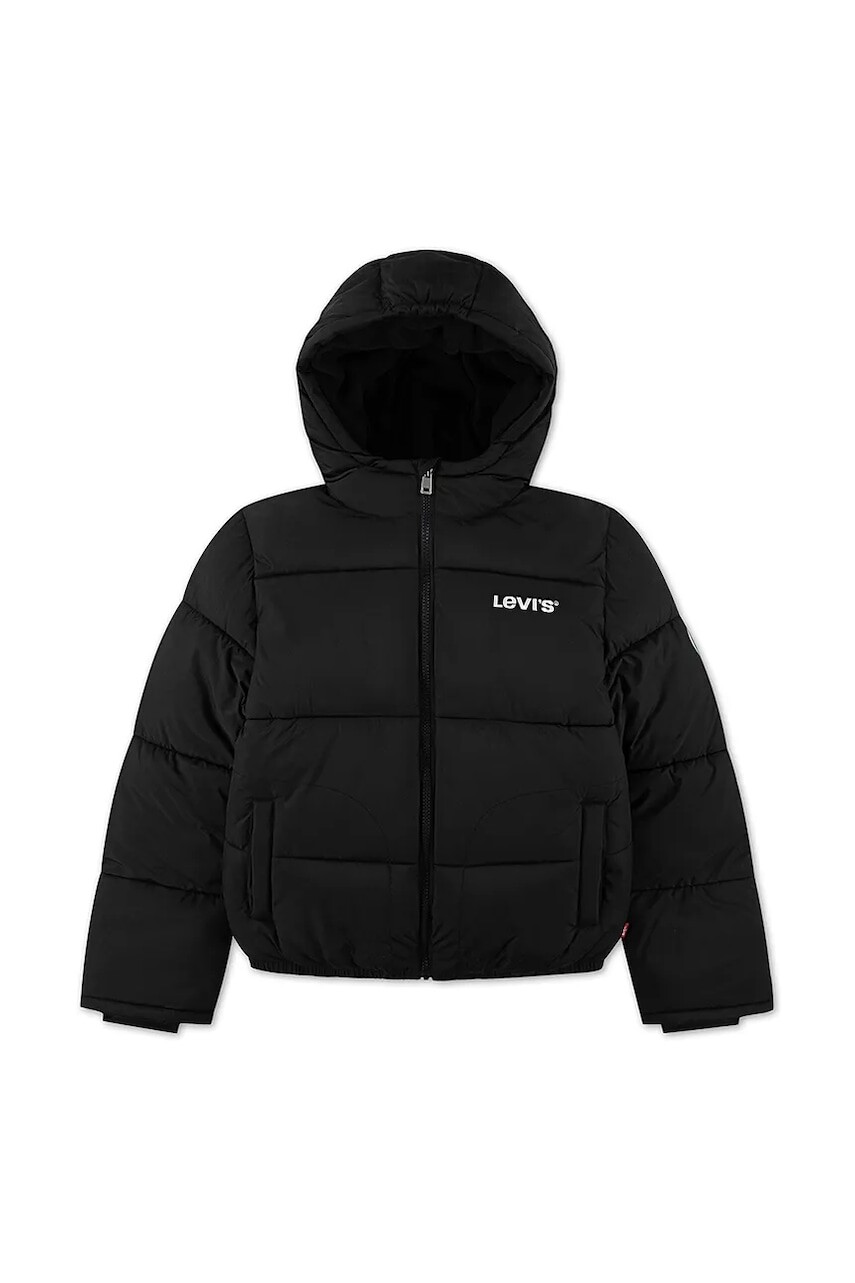 Detská bunda Levi's HVWT PUFFER WITH LOGO ELAS čierna farba, 8EN633