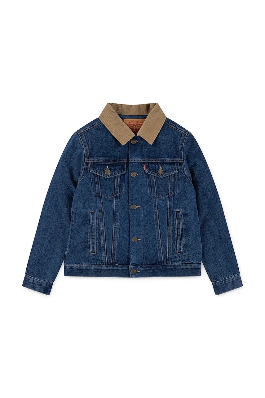 Detská rifľová bunda Levi's QUILTED LINED TRUCKER modrá farba, 9EN826