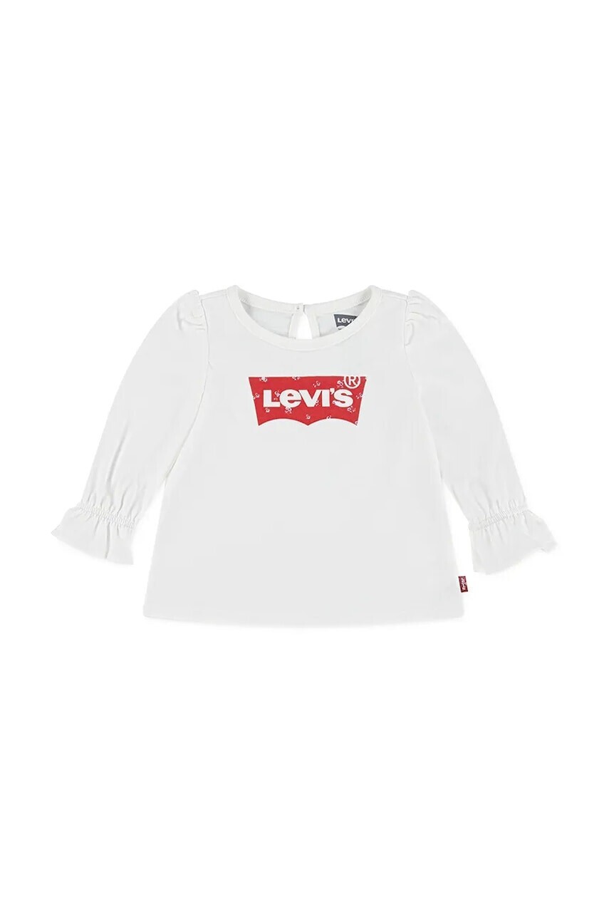 Detské bavlnené tričko s dlhým rukávom Levi's BATWING LS FASHION KNIT TO biela farba, 1EN569