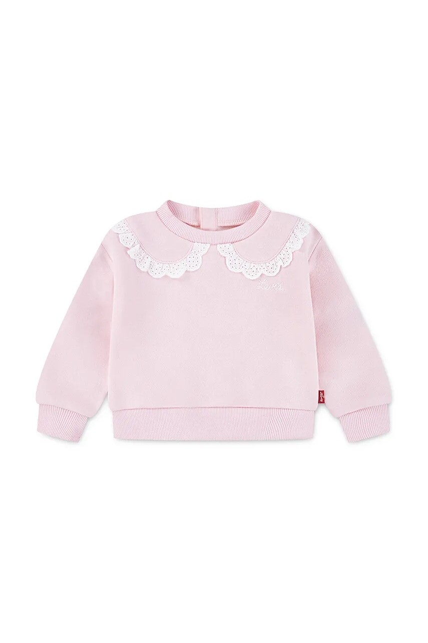 Mikina pre bábätká Levi's PETER PAN COLLAR CREW NECK ružová farba, jednofarebná, 1EN575