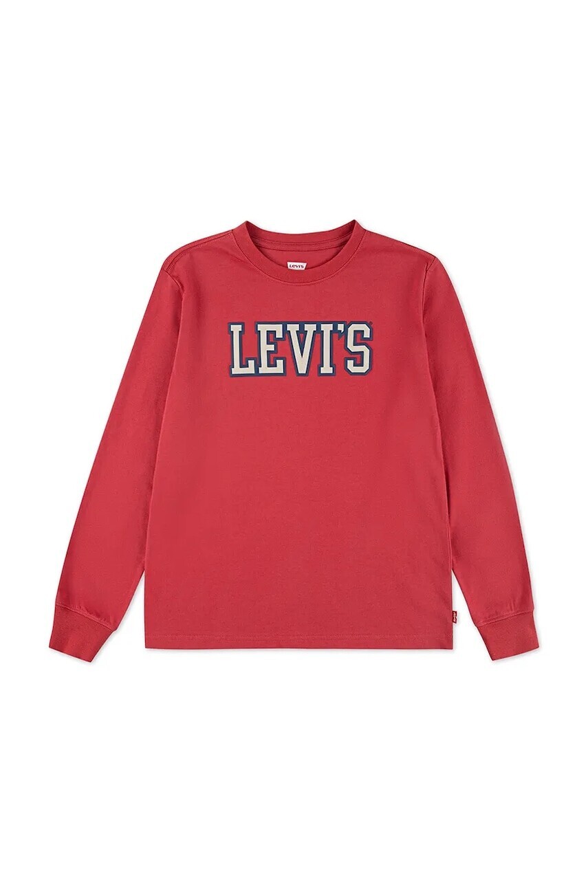 Detská bavlnená košeľa s dlhým rukávom Levi's 1873 PREP LS TEE červená farba, s potlačou, 9EN713
