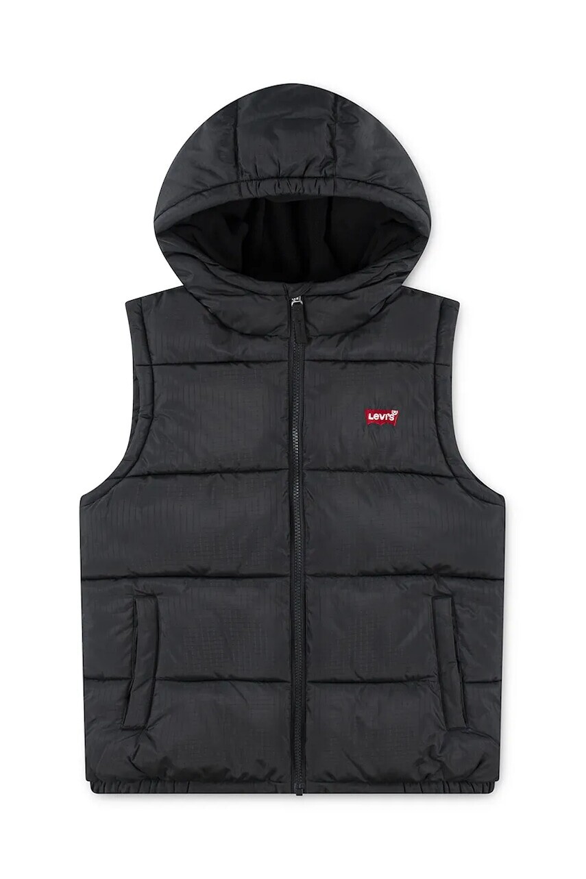 Detská vesta Levi's BATWING DIRECT EMB PUFFER čierna farba, 8EN916