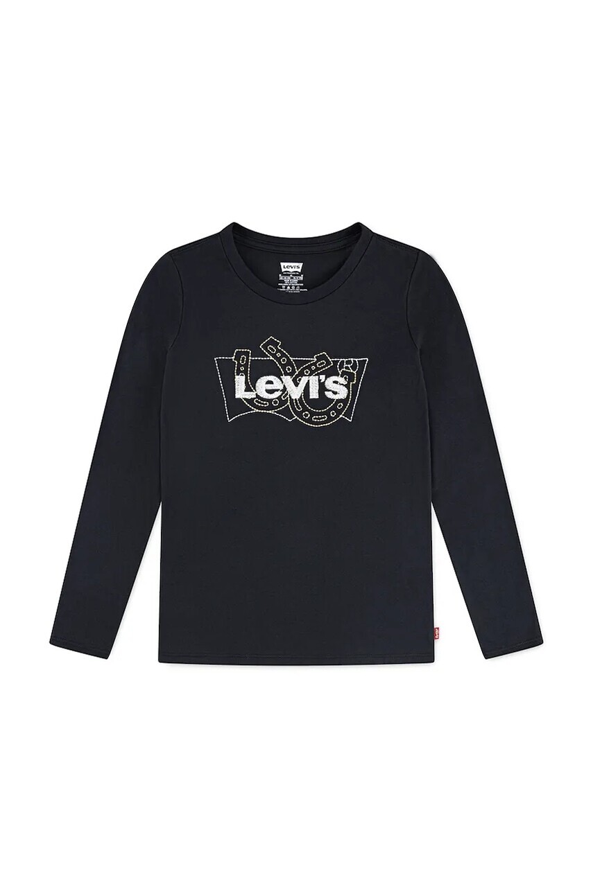 Detská bavlnená košeľa s dlhým rukávom Levi's LS BATWING FILL čierna farba, 4EN576