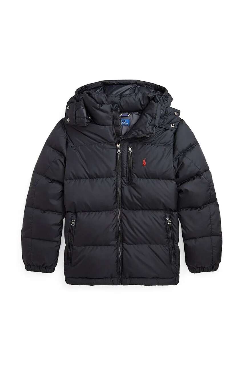 Detská páperová bunda Polo Ralph Lauren čierna farba, 323969861001