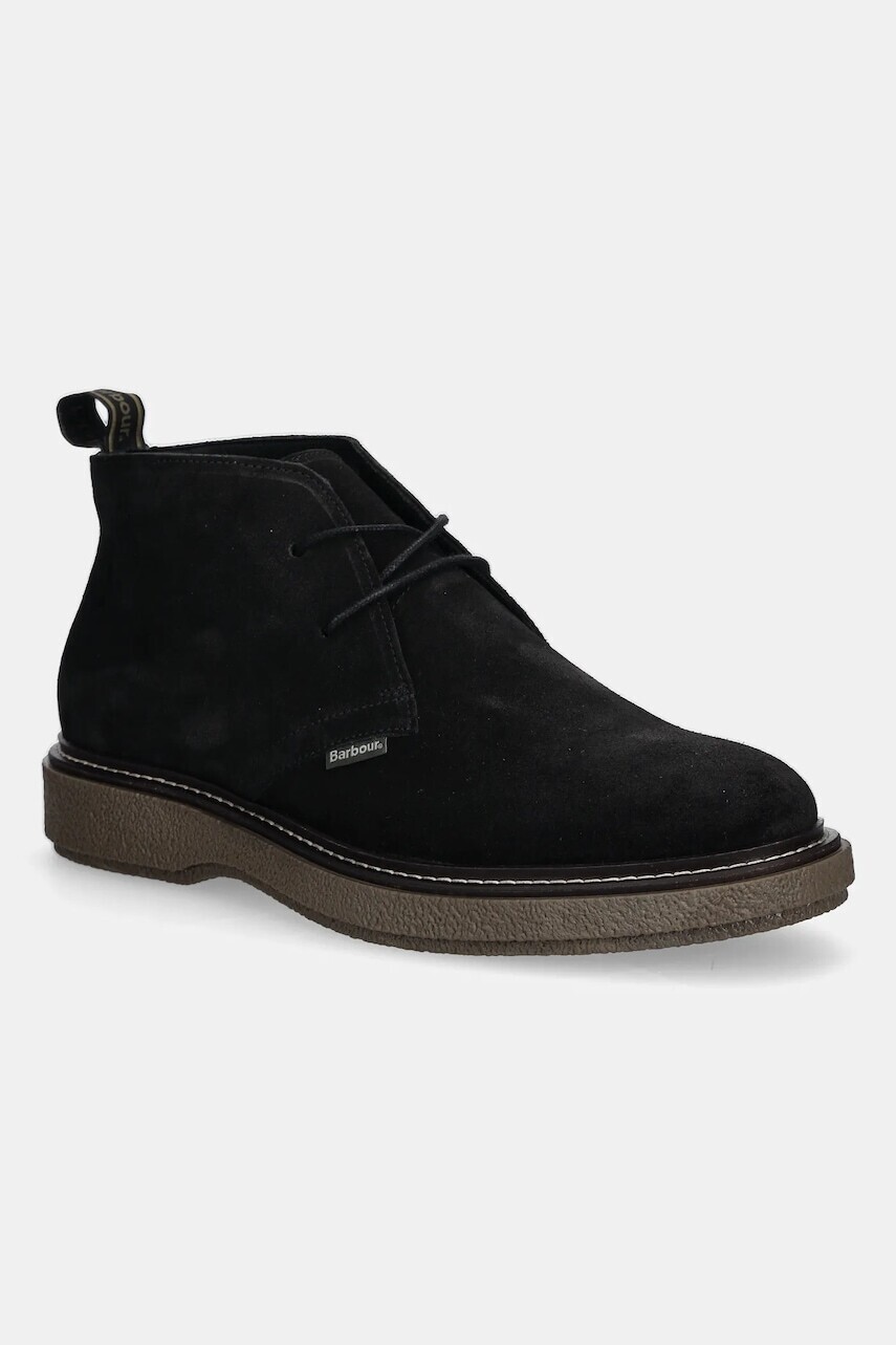 Semišové topánky Barbour Blaine čierna farba, MFO0820BK12