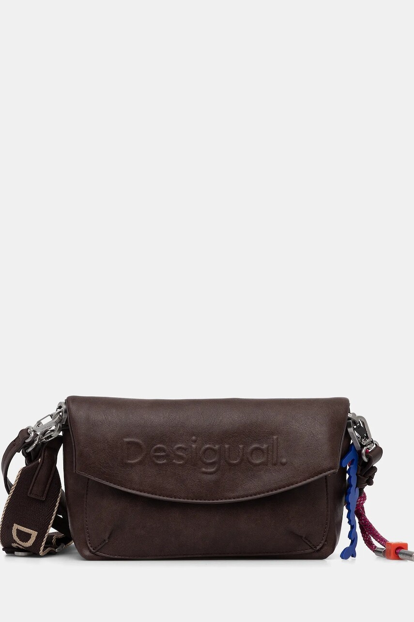Kabelka Desigual HALF LOGO TROKEL hnedá farba, 25WAXP70