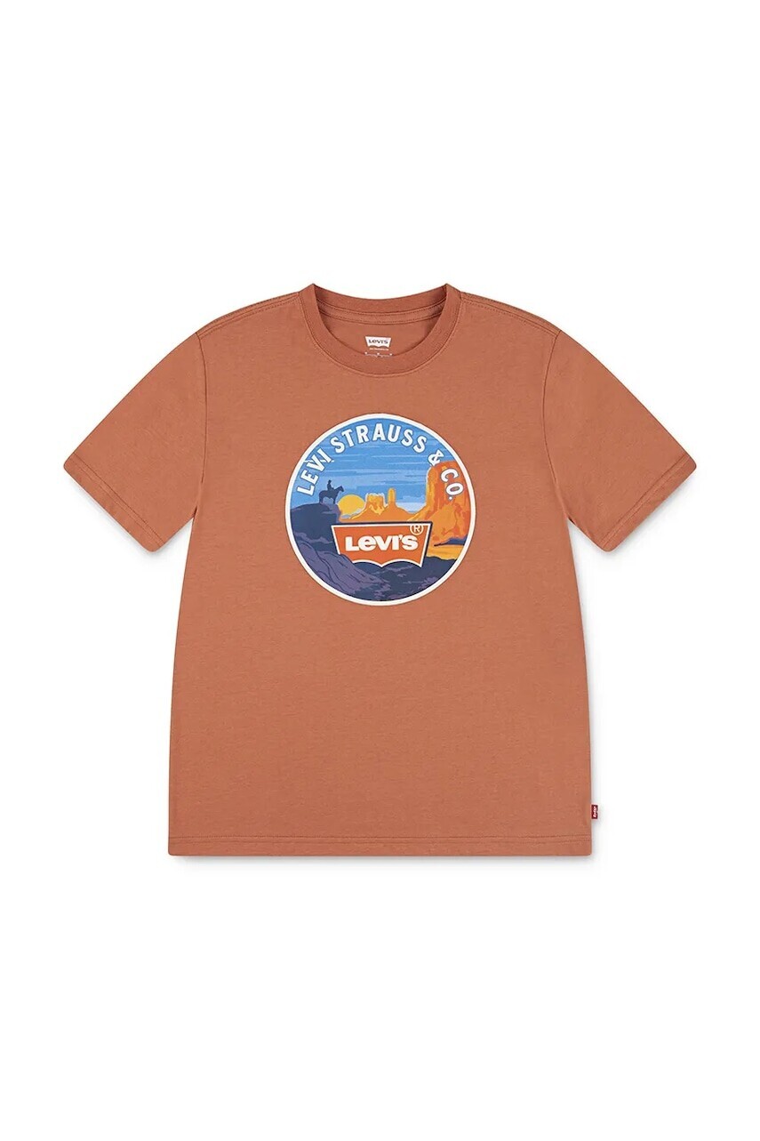 Detské tričko Levi's DESERT TRAIL TEE oranžová farba, s potlačou, 9EN993