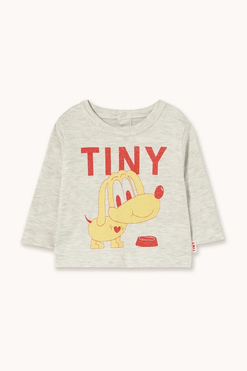 Tričko s dlhým rukávom pre bábätká Tinycottons PUPPY GRAPHIC BABY TEE béžová farba, s potlačou, AW25-321