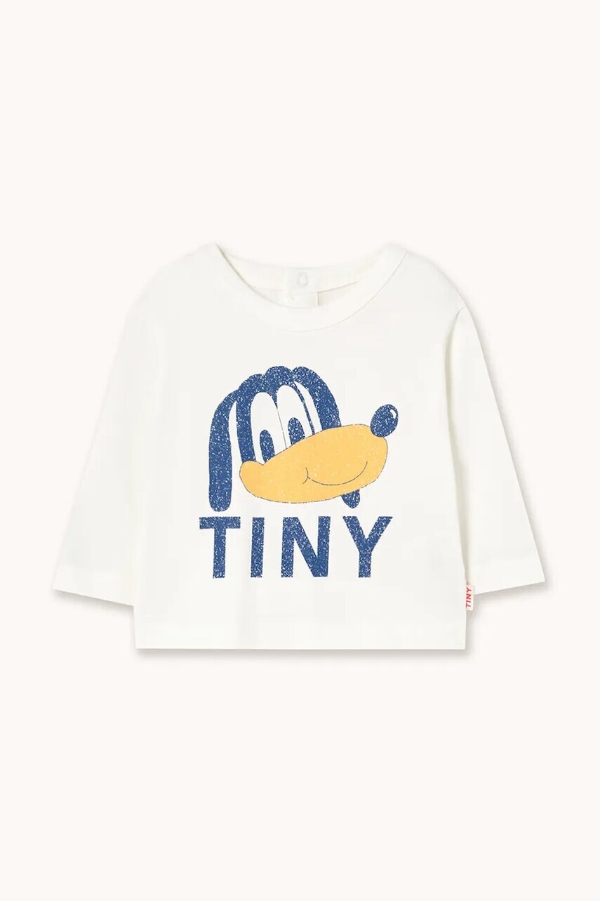Detské bavlnené tričko s dlhým rukávom Tinycottons TINY DOG GRAPHIC BABY TEE biela farba, s potlačou, AW25-322