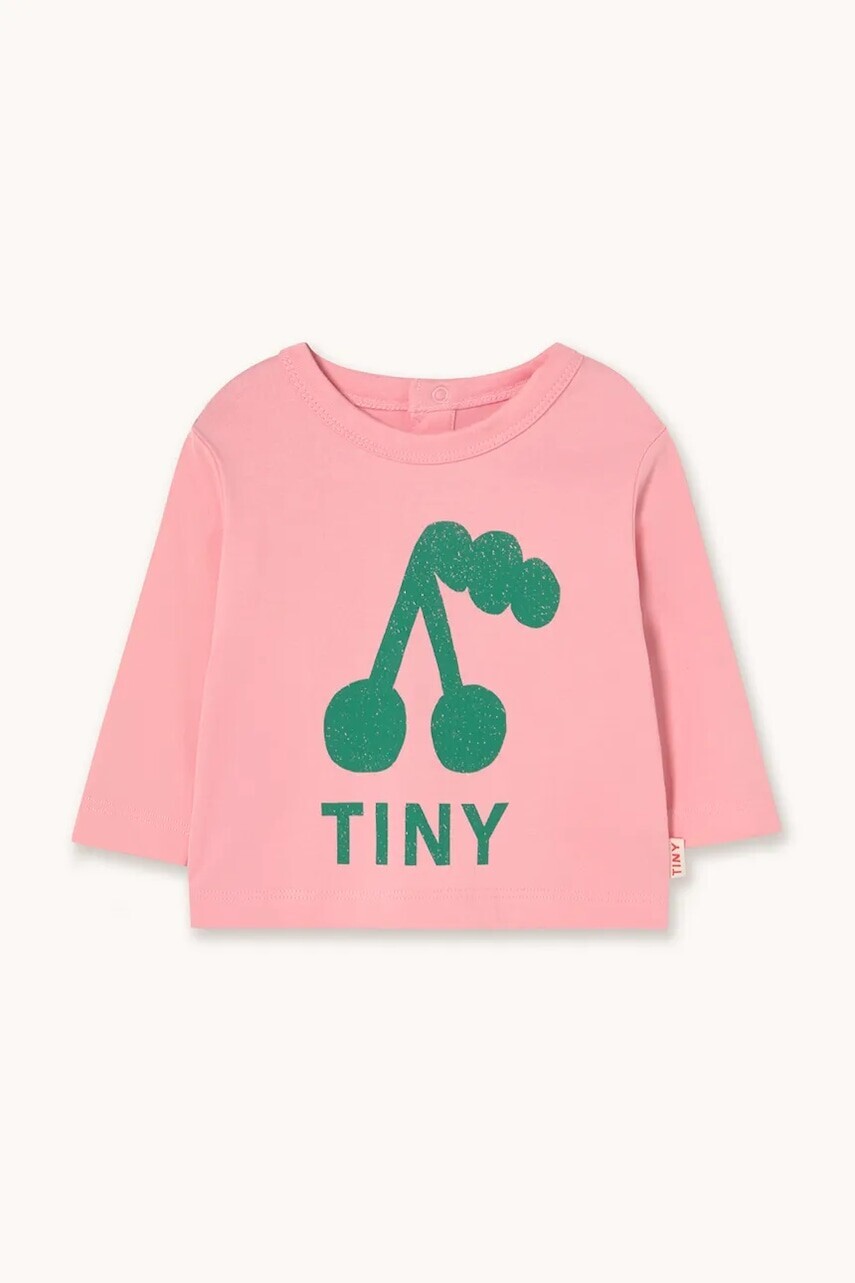 Detské bavlnené tričko s dlhým rukávom Tinycottons CHERRY GRAPHIC BABY TEE ružová farba, AW25-324