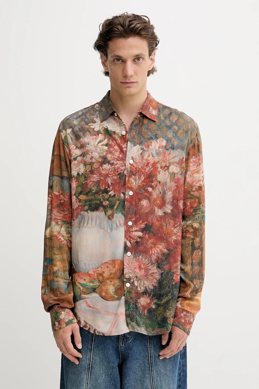 Košeľa Desigual MILO hnedá farba, regular, s klasickým golierom, 25WMCW18