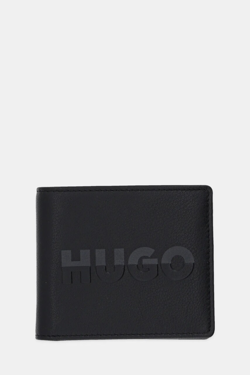 Kožená peňaženka HUGO čierna farba, 50548733