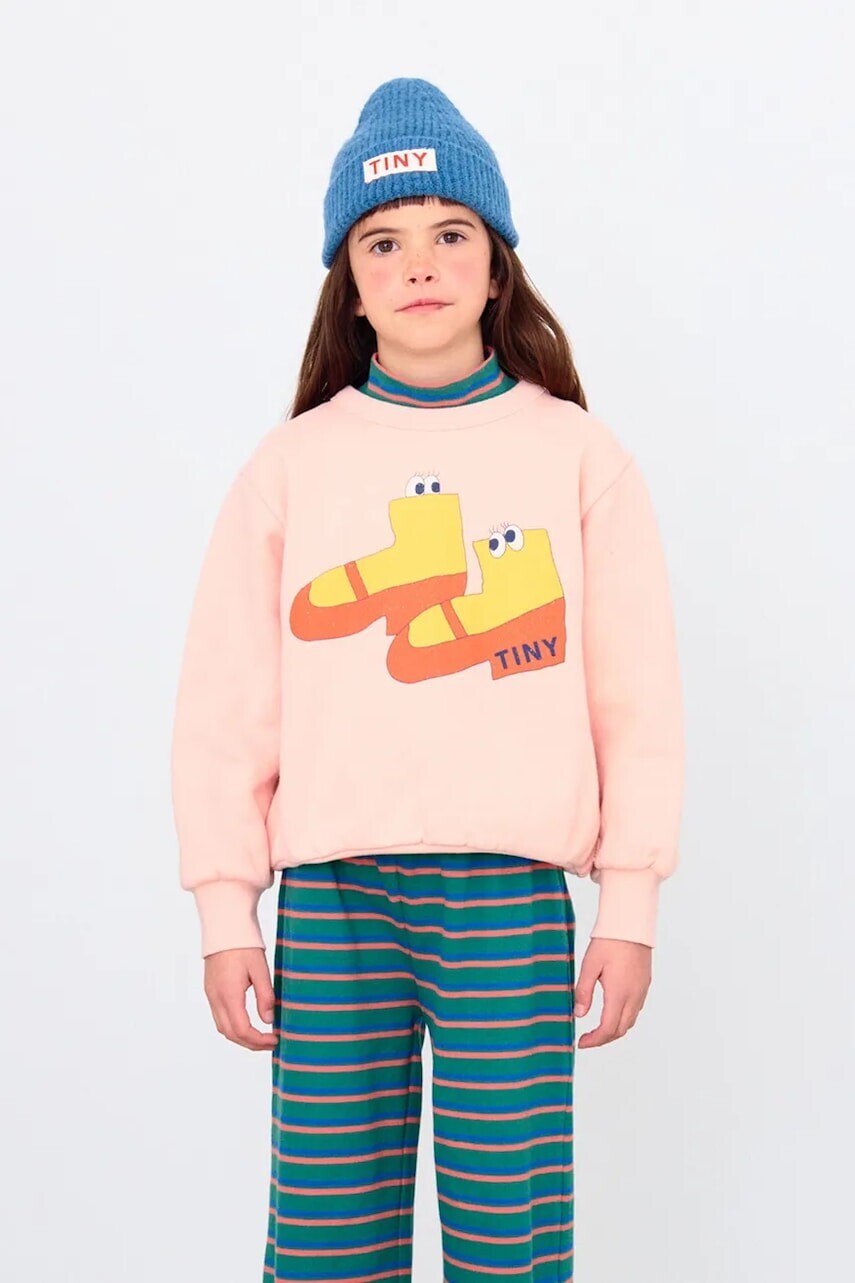 Detská bavlnená mikina Tinycottons WALK GRAPHIC SWEATSHIRT ružová farba, s potlačou, AW25-286