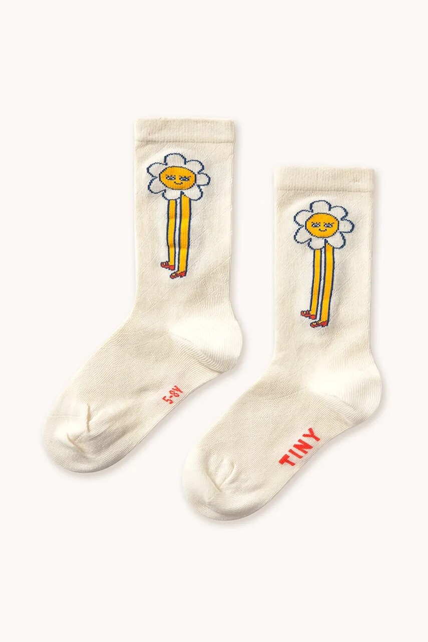 Detské ponožky Tinycottons DAISIES MEDIUM HEIGHT SOCKS béžová farba, AW25-504