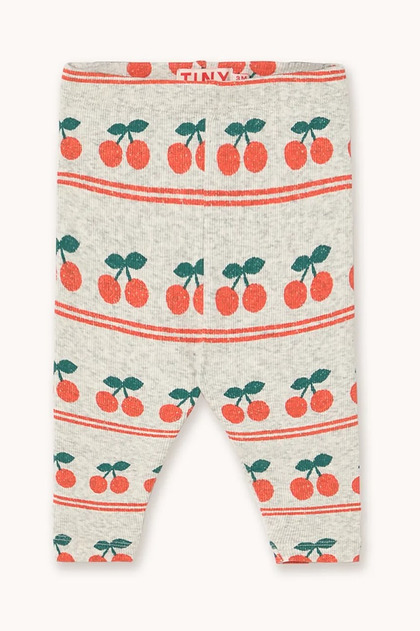 Bavlnené legíny pre bábätká Tinycottons CHERRY PATTERN RIB BABY PANT biela farba, vzorované, AW25-222