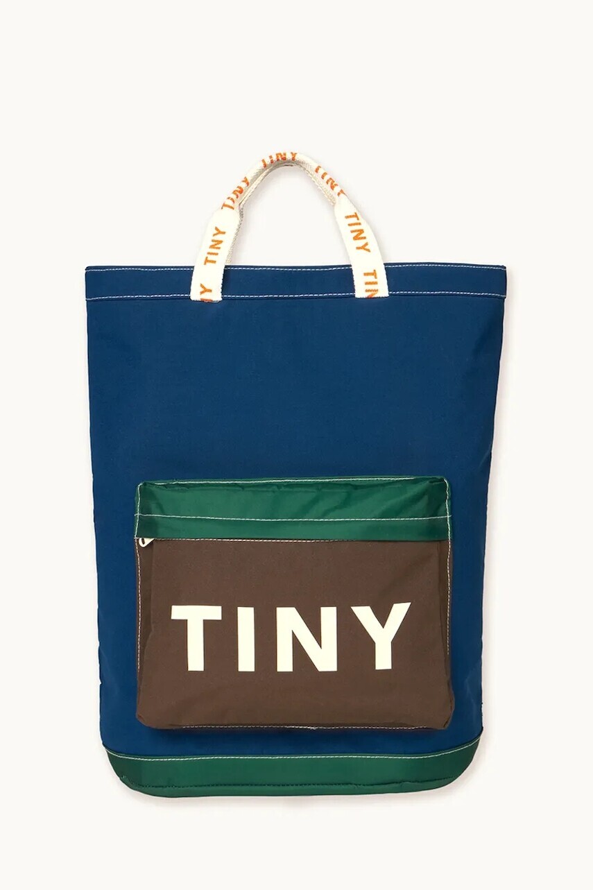 Detská taška Tinycottons COLOR BLOCK TOTEPACK tmavomodrá farba, AW25-509