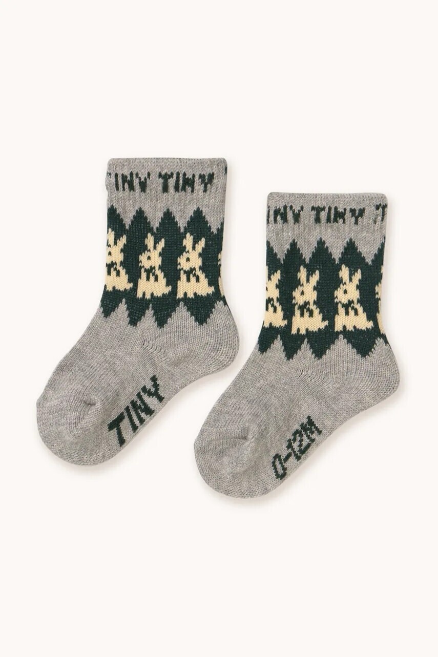 Detské vlnené ponožky Tinycottons RABBITS WOOL MEDIUM SOCKS šedá farba, AW25-536