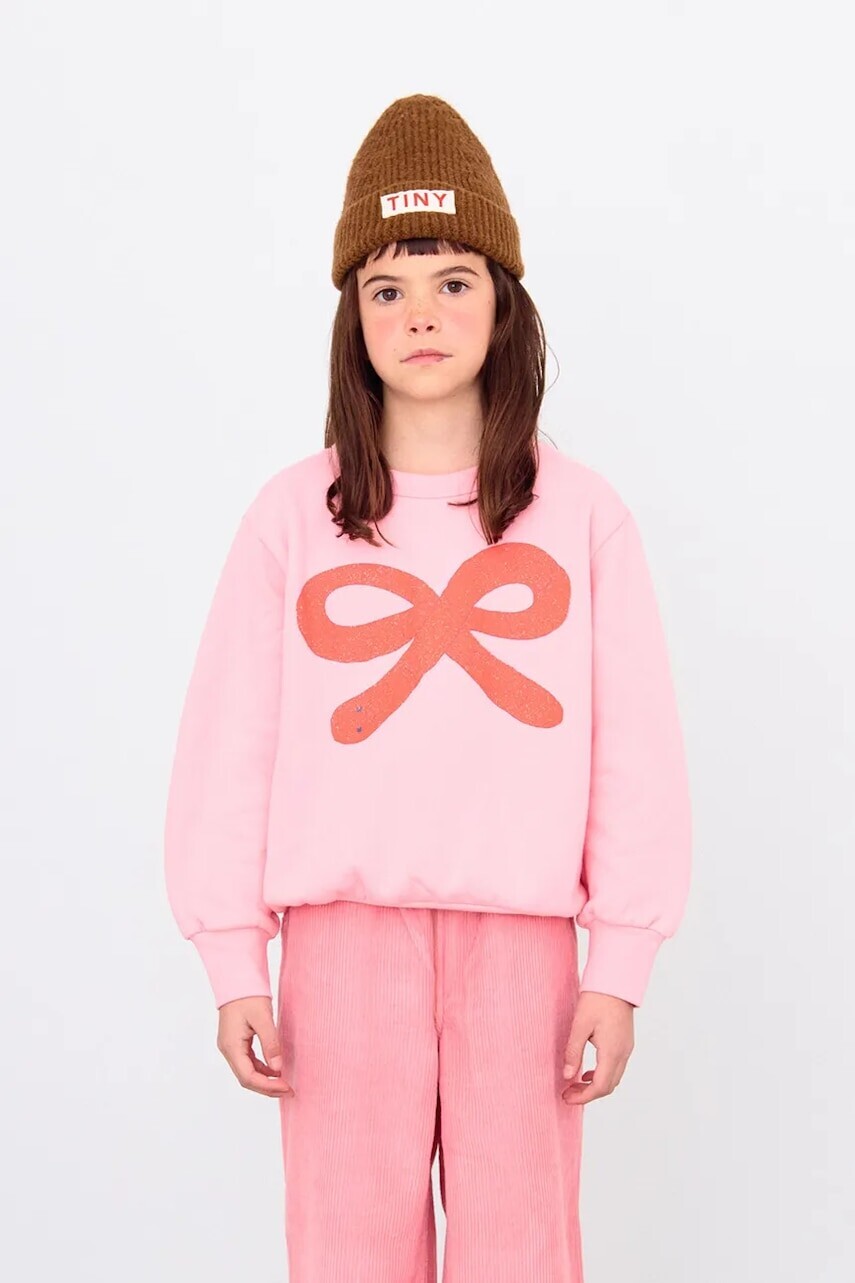 Detská bavlnená mikina Tinycottons WORM GRAPHIC SWEATSHIRT ružová farba, s potlačou, AW25-293