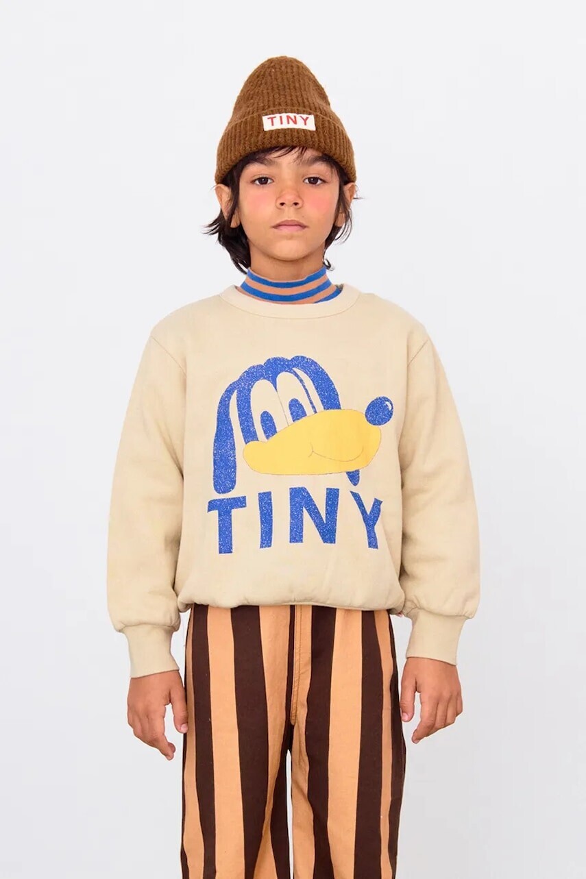 Detská bavlnená mikina Tinycottons TINY DOG GRAPHIC SWEATSHIRT béžová farba, s potlačou, AW25-289