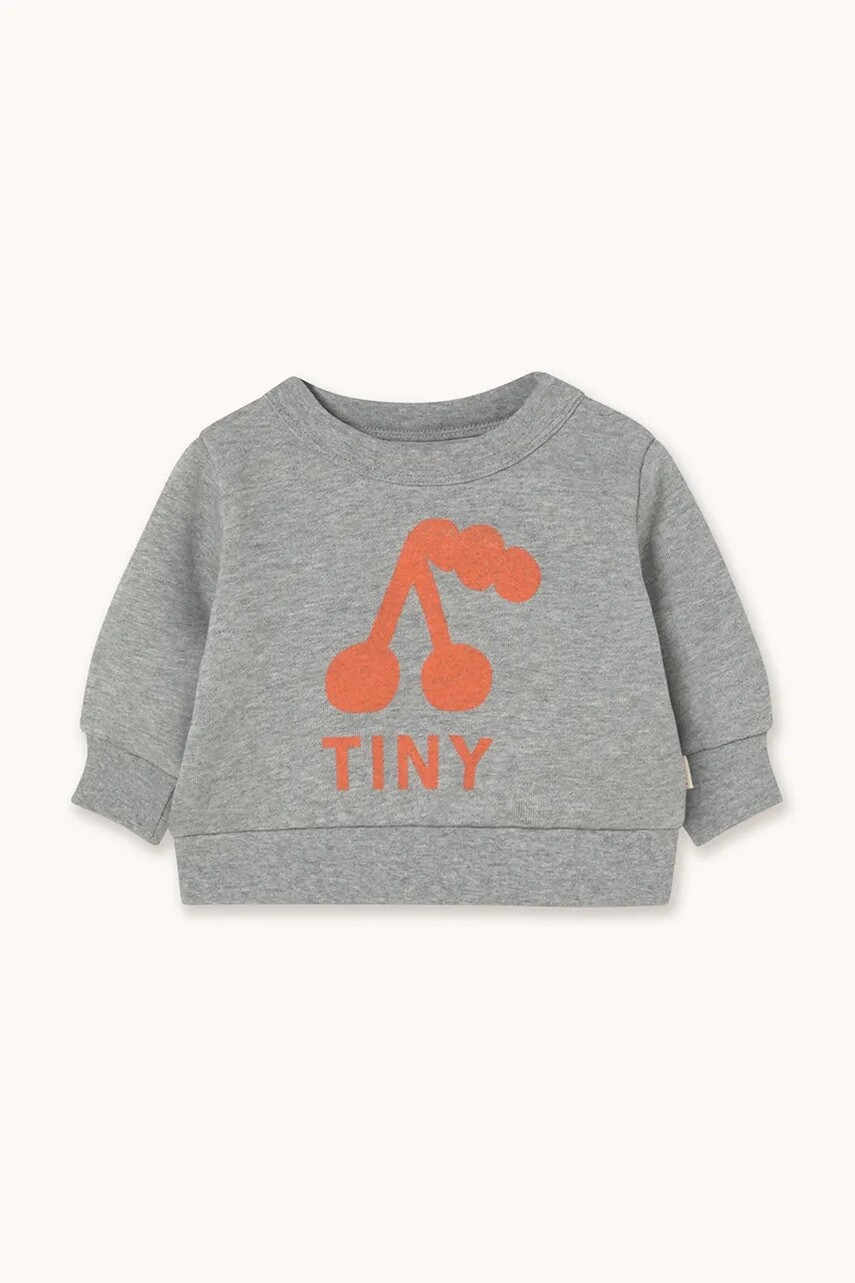 Bavlnená mikina pre bábätká Tinycottons CHERRY GRAPHIC BABY SWEATSHIRT šedá farba, s potlačou, AW25-302