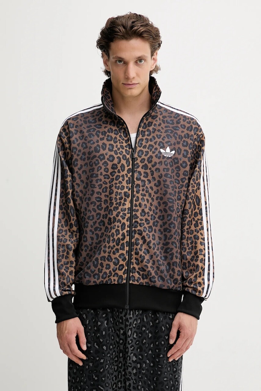 Mikina adidas Originals hnedá farba, vzorovaná, JV7578