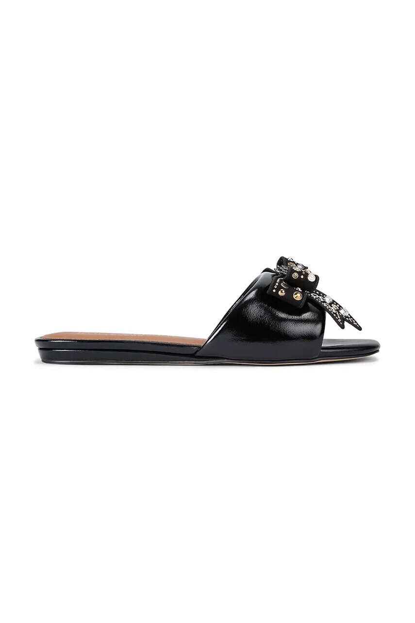 Kožené šľapky Kurt Geiger London Kensington Bow Flat Sandal čierna farba, 655705139