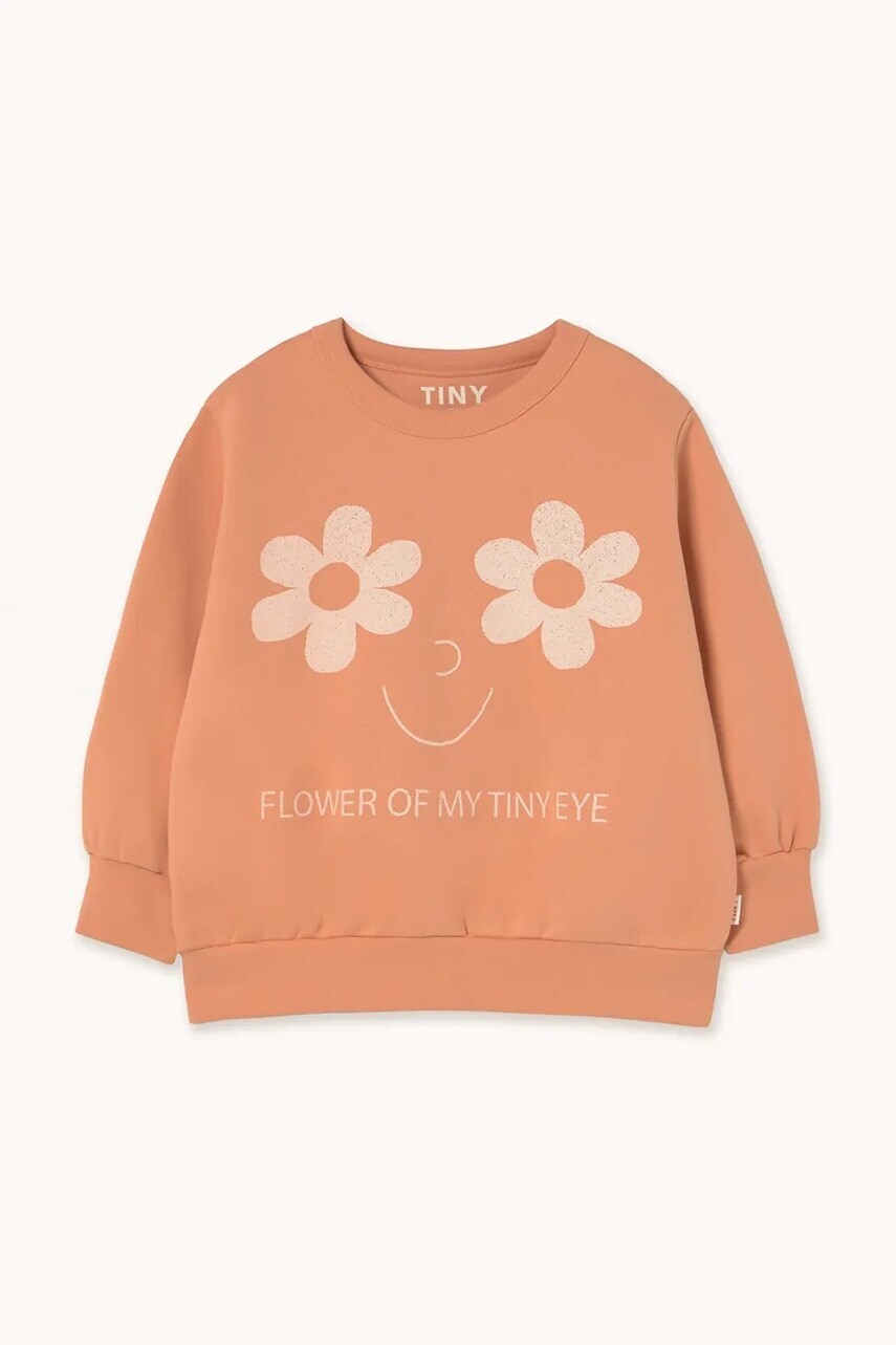 Detská bavlnená mikina Tinycottons FLOWERS EYES GRAPHIC SWEATSHIRT hnedá farba, s potlačou, AW25-285