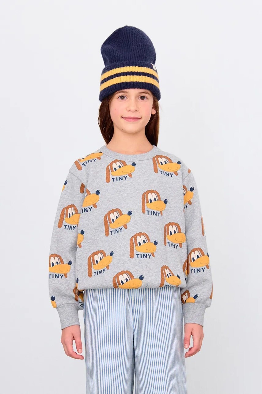 Detská bavlnená mikina Tinycottons DOGS SWEATSHIRT šedá farba, s potlačou, AW25-067