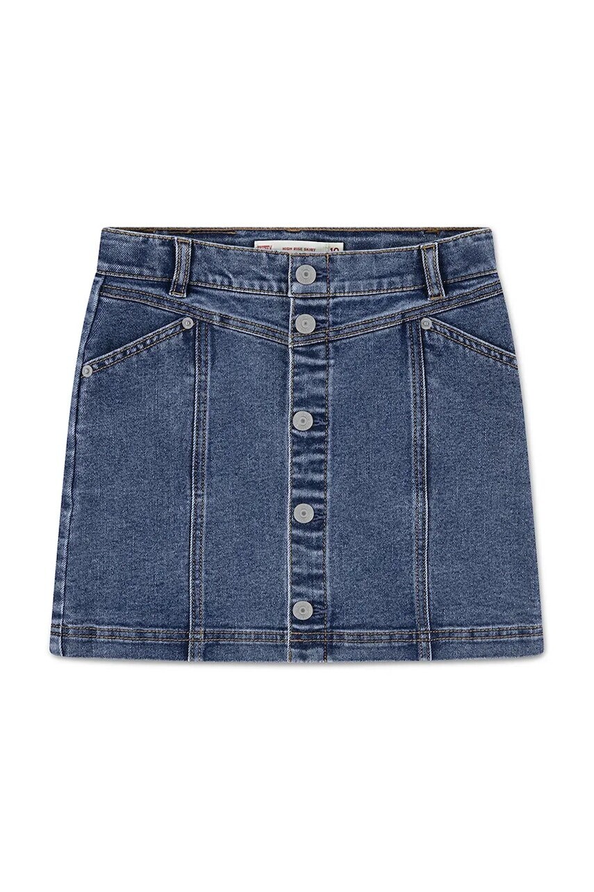 Dievčenská sukňa Levi's BUTTON FRONT SKIRT modrá farba, mini, rovný strih, 3EN580