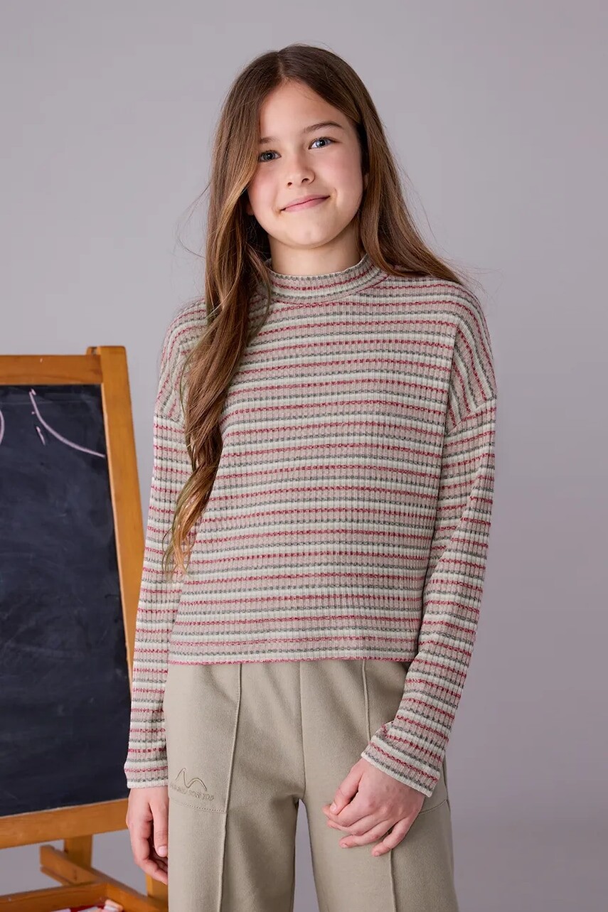 Detské tričko s dlhým rukávom Mayoral ružová farba, s polorolákom, 7016