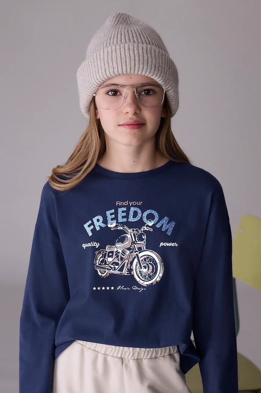 Detská bavlnená košeľa s dlhým rukávom Mayoral modrá farba, 7023